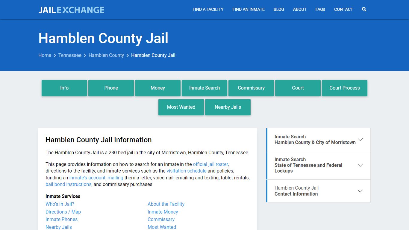 Hamblen County Jail, TN Inmate Search, Information